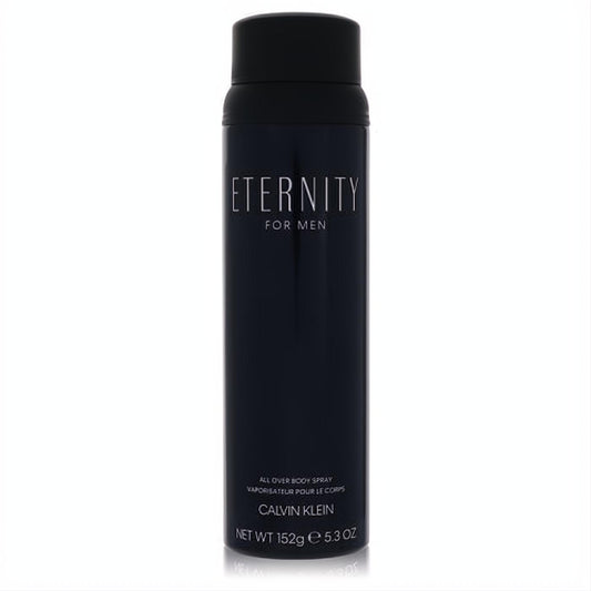 Elevate your scent with Calvin Klein Eternity For Men All Over Body Spray. Dark blue 5.3 oz metal can, sleek design, black cap.