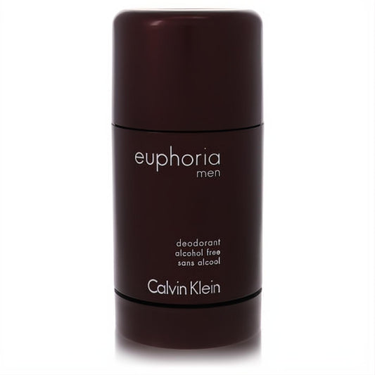 Sleek dark brown Calvin Klein Euphoria Men 2.5 oz deodorant stick, alcohol-free for premium, lasting freshness.