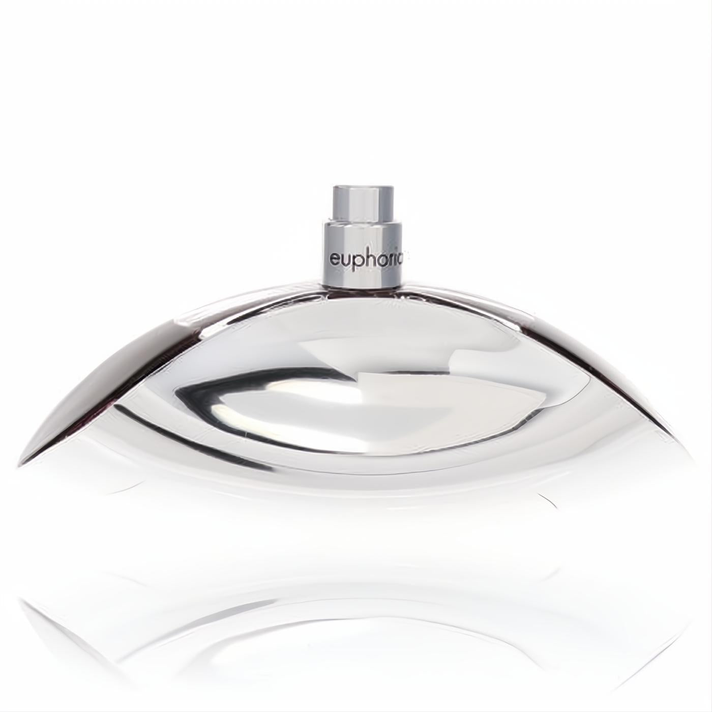 Euphoria by Calvin Klein Eau De Parfum spray. Elegant, uniquely curved silver bottle with "euphoria" on the cap.