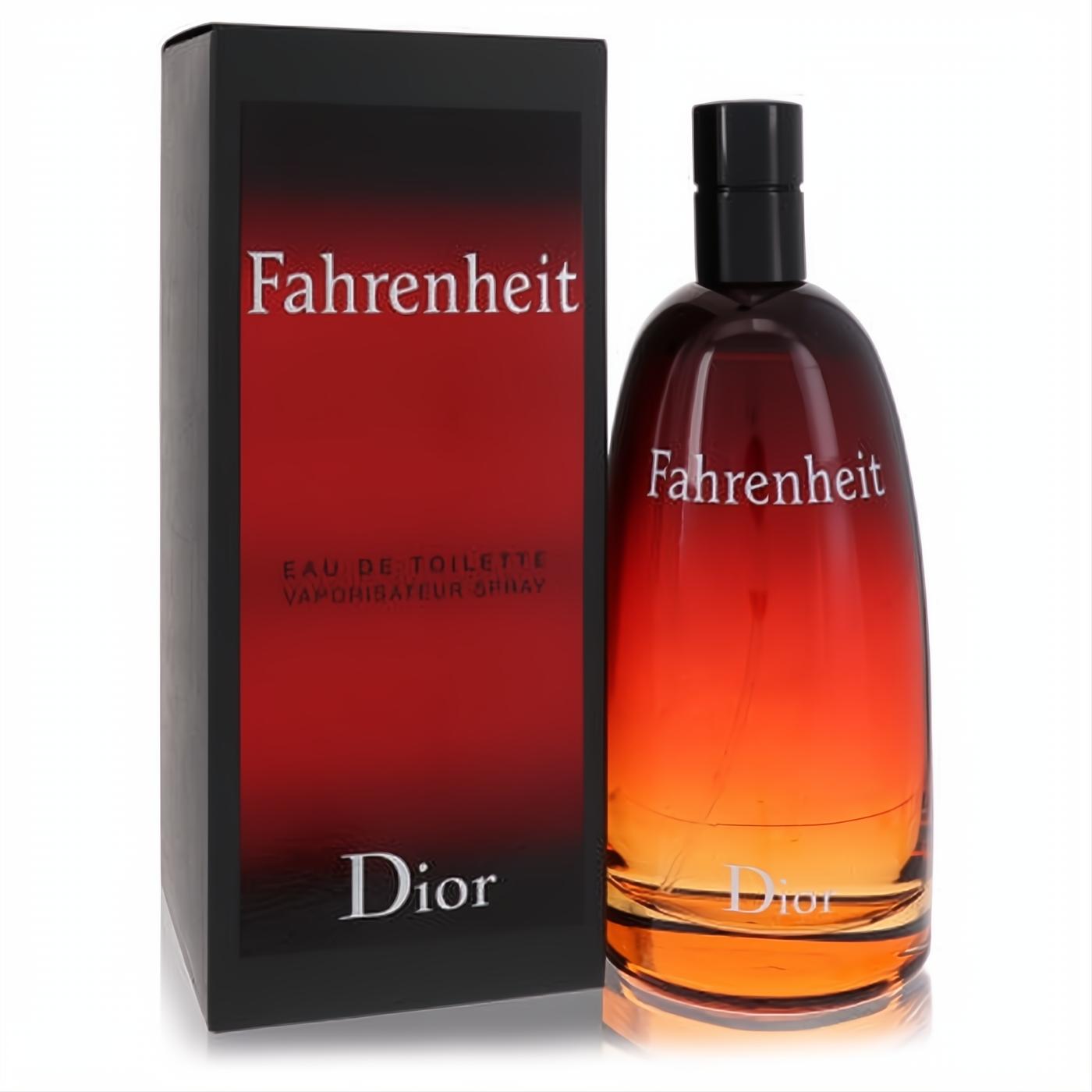 Fahrenheit by Dior 6.8 oz men's Eau De Toilette. Iconic red-orange gradient bottle and sleek black packaging.