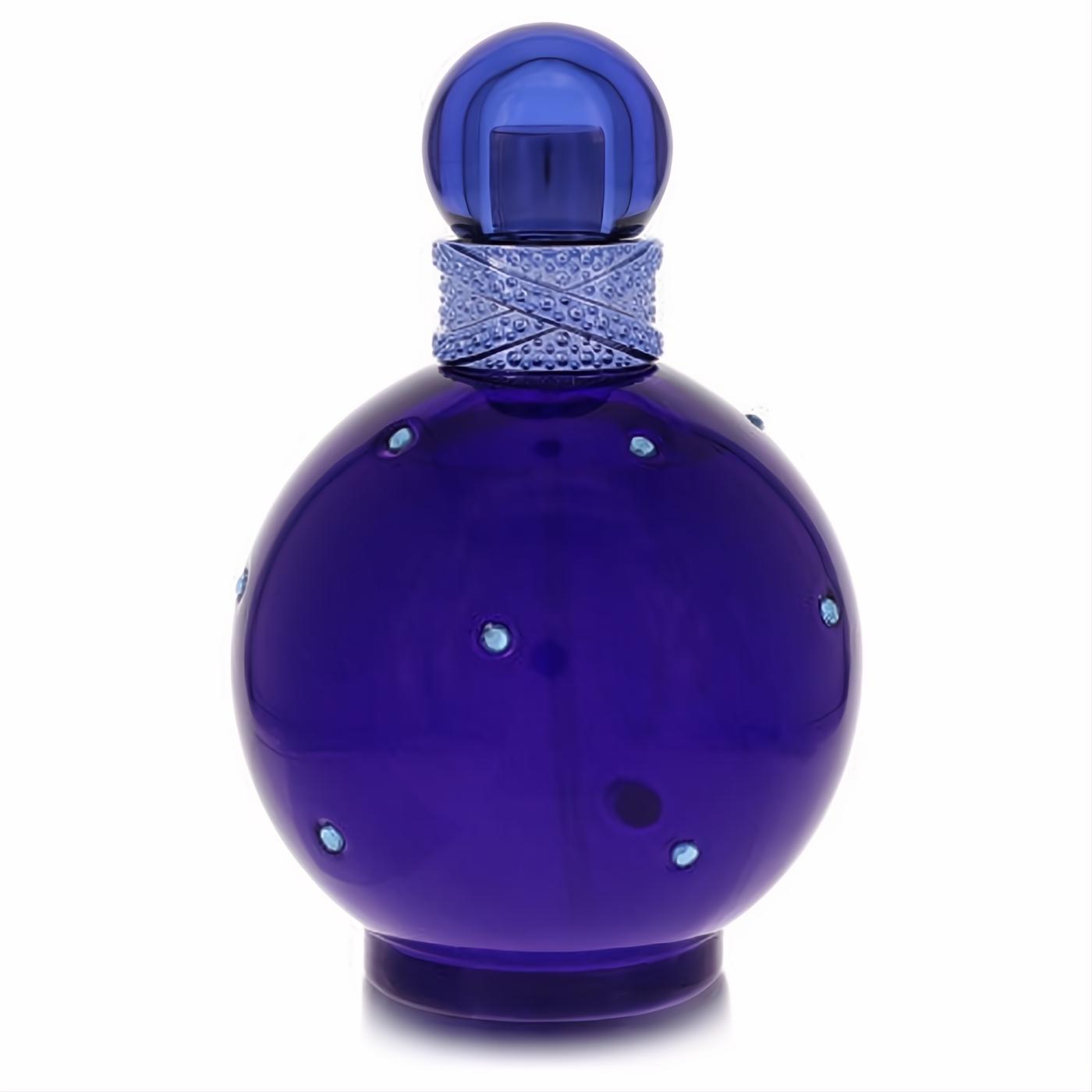 Fantasy Midnight Britney Spears 3.4 oz women's Eau De Parfum tester. Deep blue spherical bottle with sparkling gems.
