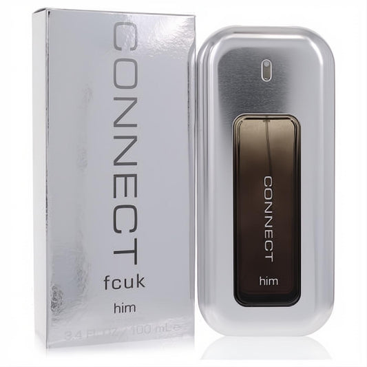 Discover Fcuk Connect men's Eau De Toilette. Modern 3.4 oz metallic silver spray bottle and sleek matching box. Bold, masculine fragrance.