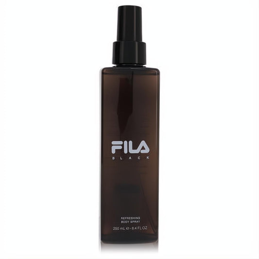 Discover Fila Black men's 8.4 oz refreshing body spray. Modern dark brown bottle, black cap, for lasting fragrance.