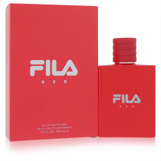 Bold Fila Red 3.4 oz men's EDT spray. Striking matte red bottle and box with iconic silver logo.