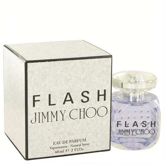 Flash by Jimmy Choo 2 oz Eau De Parfum. Captivating light purple liquid in a faceted glass bottle with a sleek silver box.