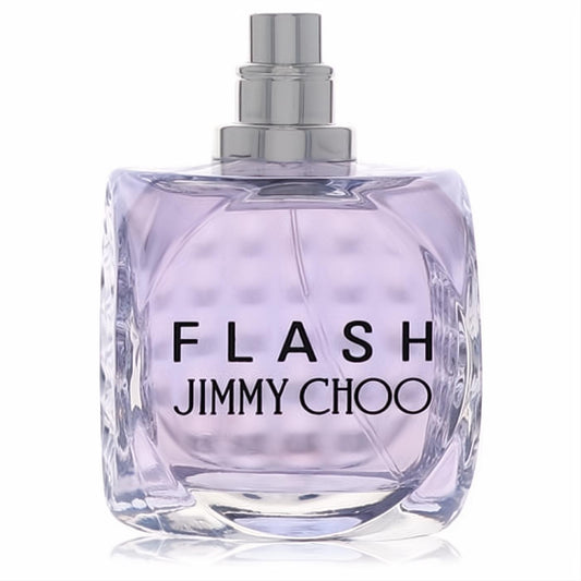 Flash by Jimmy Choo 3.4 oz women's EDP tester. Chic faceted glass bottle with luminous purple fragrance and silver accents.