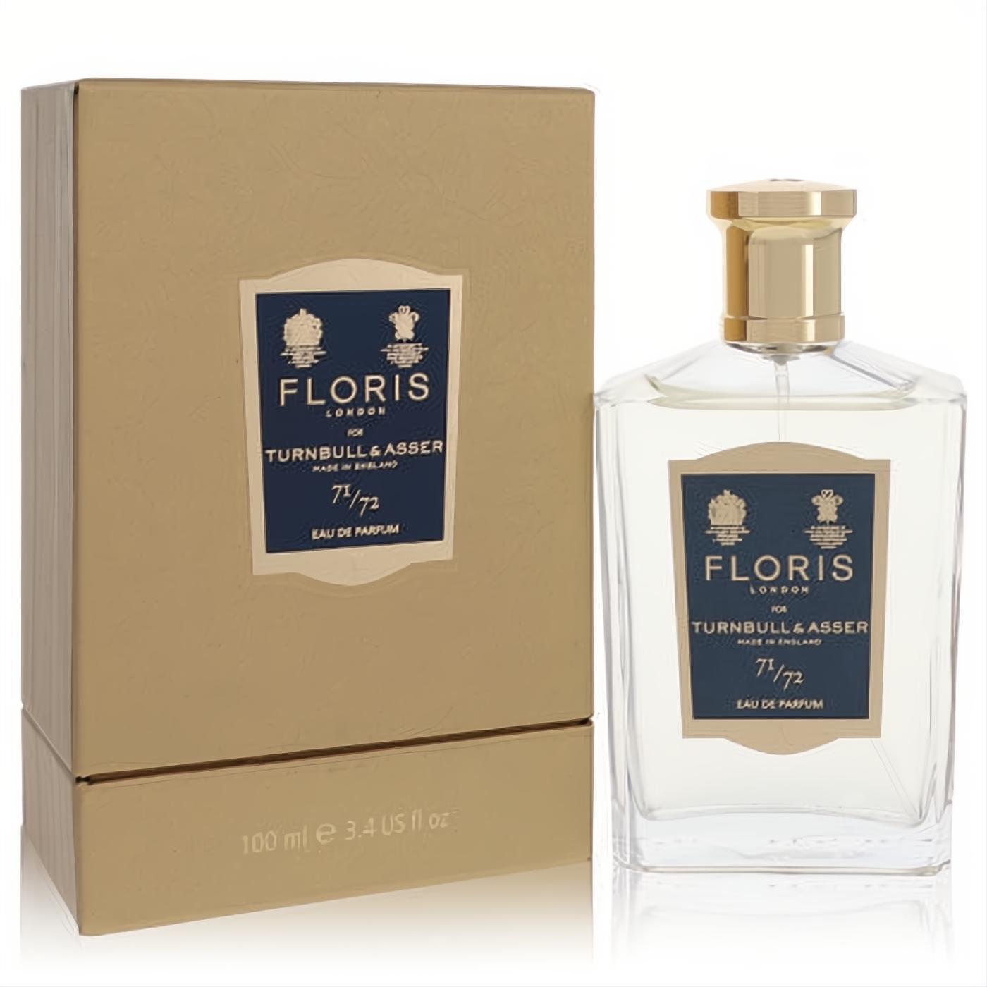 Floris 71/72 Turnbull & Asser 3.4 oz men's Eau De Parfum. Elegant clear bottle, gold cap, luxurious gold box.