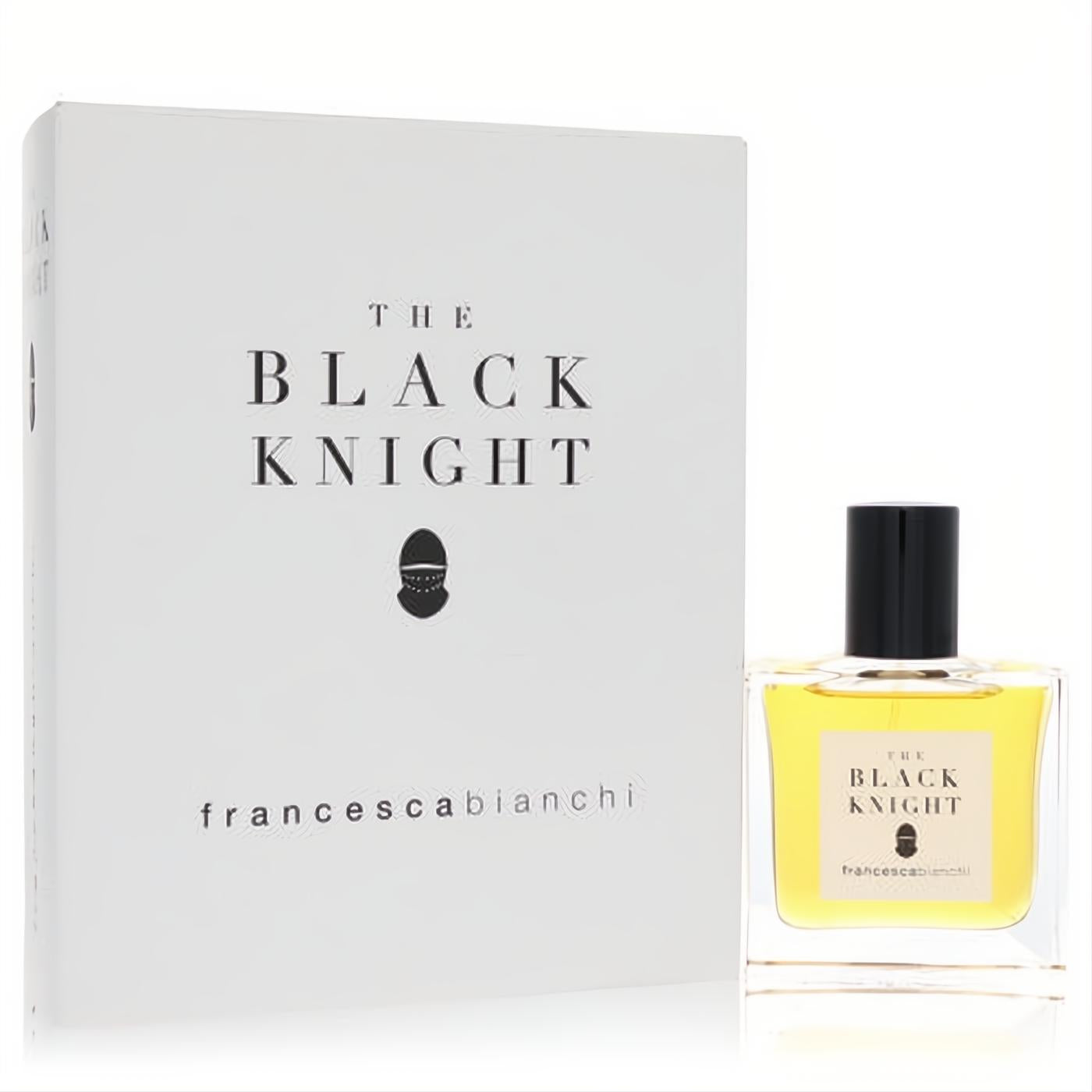 Discover Francesca Bianchi The Black Knight 1 oz unisex Extrait De Parfum. Clear glass bottle, black cap, elegant white box.