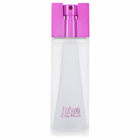 Fujiyama Deep Purple 3.4 oz women's Eau De Parfum spray. Sleek frosted glass bottle with a vibrant magenta cap.