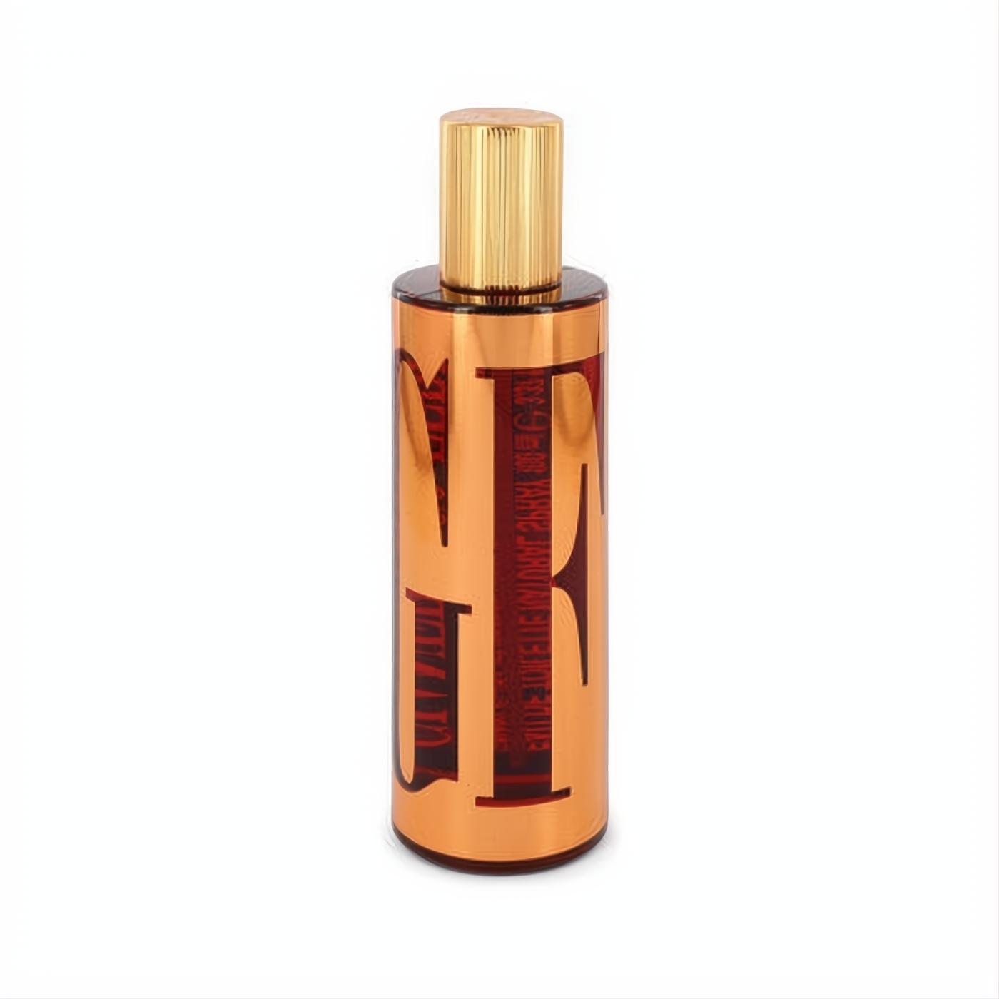 Luxurious GFF by Gianfranco Ferre 3.4 oz EDT spray. Sleek copper bottle with bold red GFF logo and a radiant gold cap.