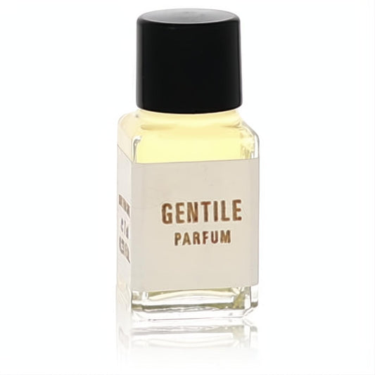 Elevate your style with Maria Candida Gentile Gentile .23 oz pure perfume. Clear glass bottle, black cap, and elegant beige label.