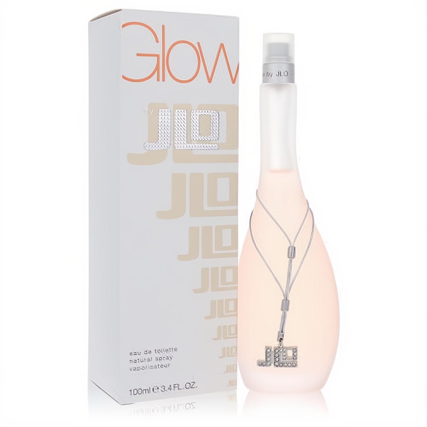 Glow by JLO 3.4 oz Eau De Toilette spray. Feminine frosted pink bottle with a sparkling silver JLO charm and white box.
