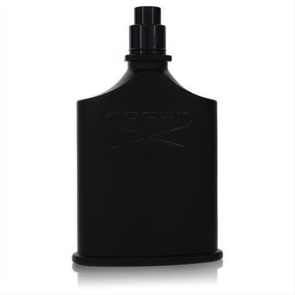 Sleek matte black Creed Green Irish Tweed 3.3 oz men's EDP tester spray bottle, embossed logo & crossed swords.