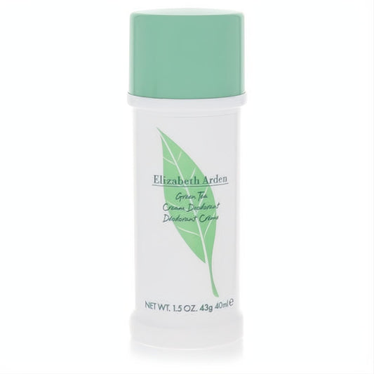 Elizabeth Arden Green Tea Cream Deodorant, 1.5 oz. White stick with a fresh green cap and elegant tea leaf design.