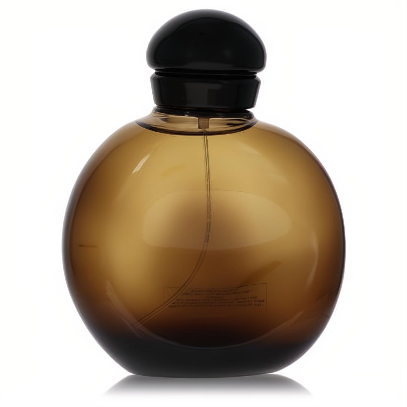 Sophisticated Halston Z-14 men's 4.2 oz cologne tester in a distinctive round amber glass spray bottle with a sleek black cap.