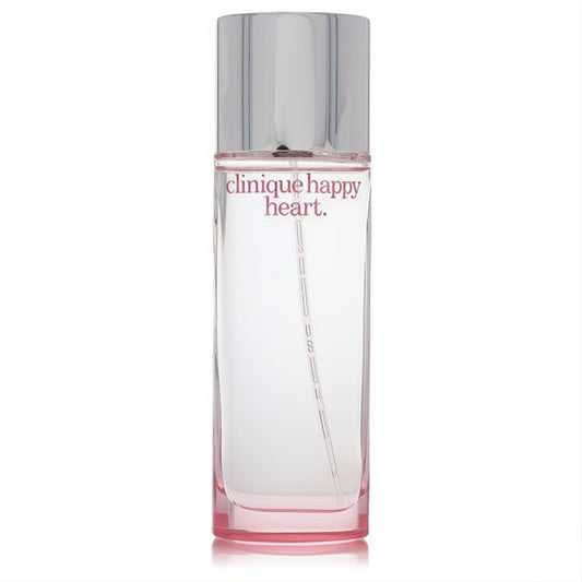 Clinique Happy Heart 1.7 oz women's fragrance. Clear glass bottle with vibrant pink branding and a sleek silver cap.