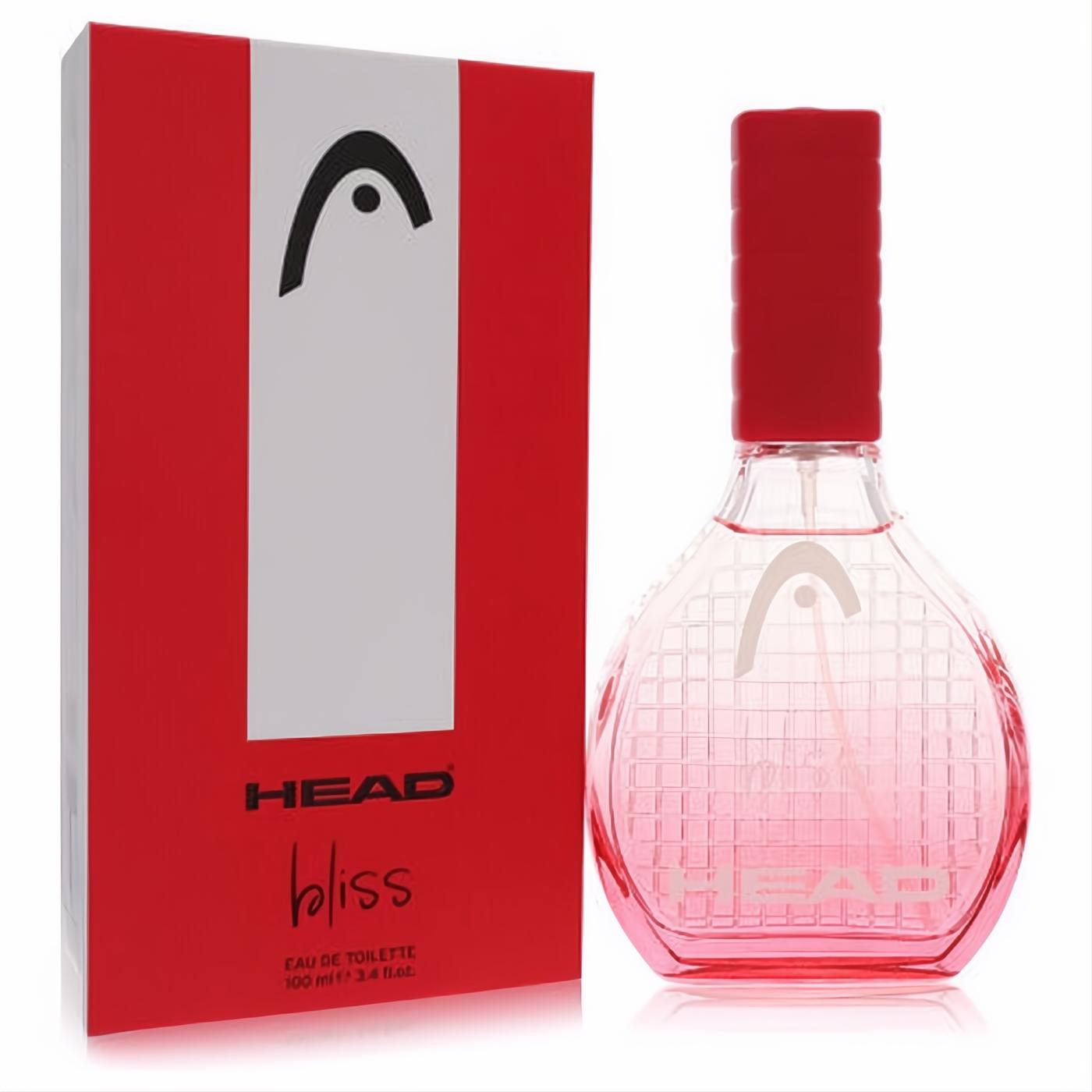 Head Bliss Eau De Toilette 3.4 oz. Elegant red box and unique pink textured glass bottle with a bold red cap. Perfect women's fragrance.