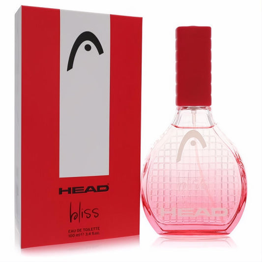 Head Bliss Eau De Toilette 3.4 oz. Elegant red box and unique pink textured glass bottle with a bold red cap. Perfect women's fragrance.