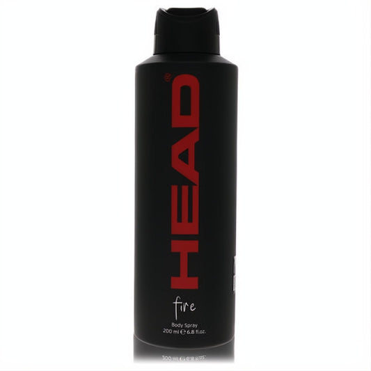 Elevate your scent with Head Fire men's body spray, 6.8 oz, in a sleek matte black bottle with bold red branding.