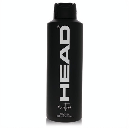 Sleek matte black Head Motion body spray, 6.8 oz, with modern white branding. A captivating men's fragrance.