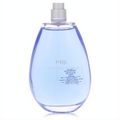 Hei by Alfred Sung 3.4 oz men's EDT spray in a sleek clear glass bottle with refreshing blue fragrance and silver cap.