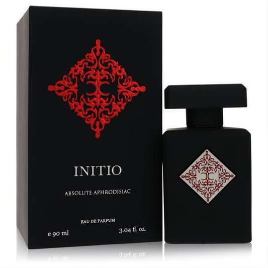 Initio Absolute Aphrodisiac 3.04 oz unisex fragrance. Luxurious matte black bottle and box with bold red emblem.