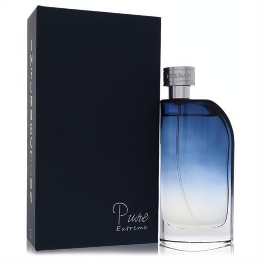 Insurrection II Pure Extreme 3 oz men's EDP. Sleek blue gradient glass bottle with silver cap and elegant navy box.
