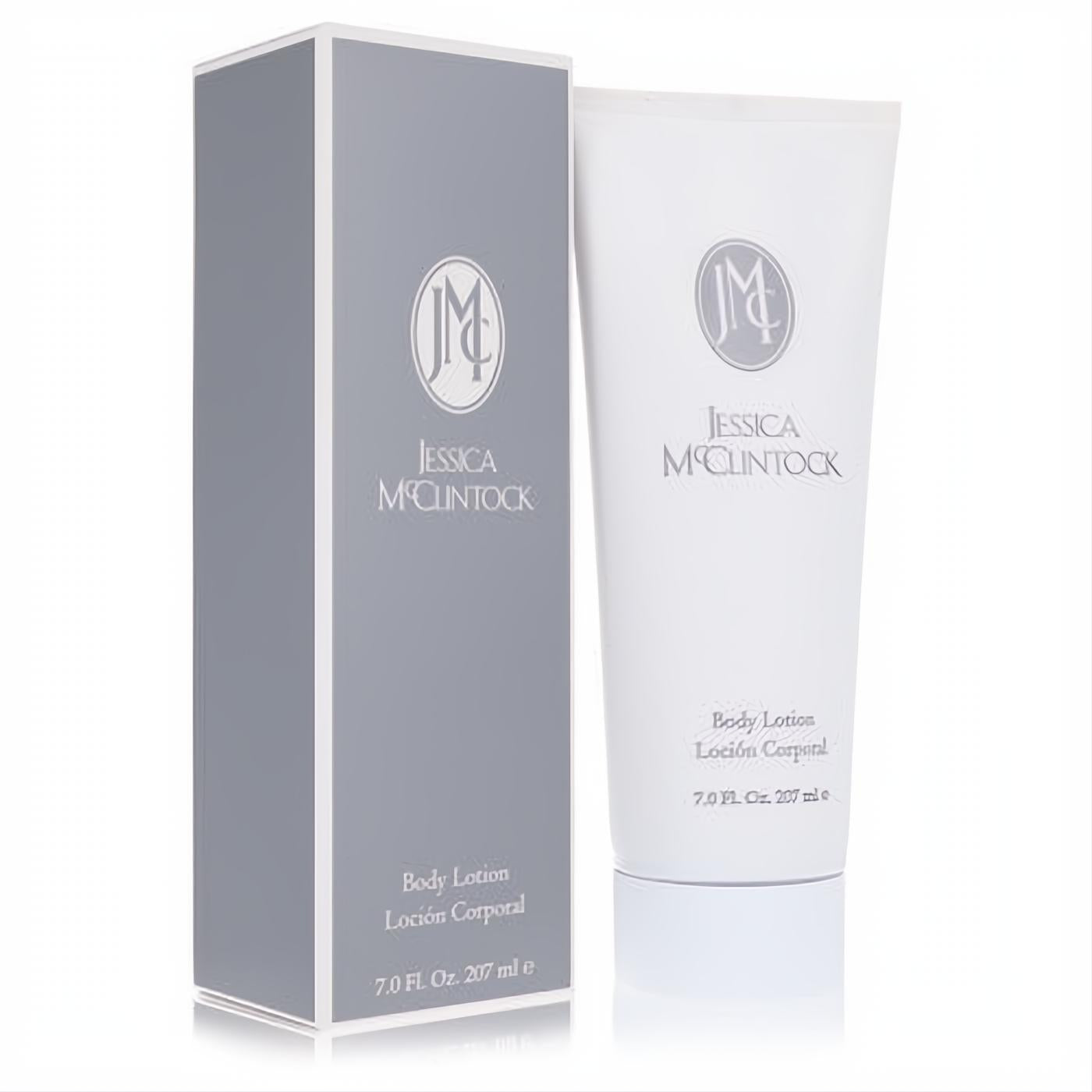 Luxurious Jessica McClintock 7 oz body lotion for women, in a sleek white tube and elegant gray box.