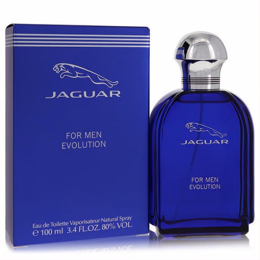 Elevate your scent with Jaguar Evolution 3.4 oz men's EDT. Sleek royal blue bottle, chrome cap, matching box.