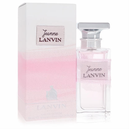 Luxurious Jeanne Lanvin 1.7 oz EDP. Clear bottle, soft pink fragrance, sleek silver cap, and elegant pink-gradient box.