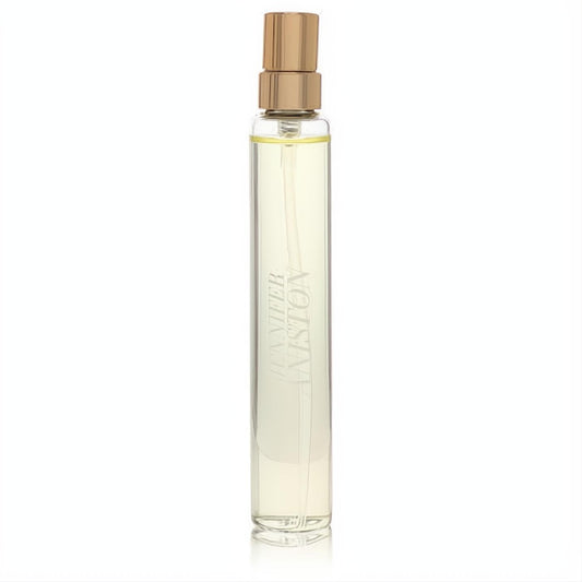 Jennifer Aniston mini EDP spray: elegant clear glass bottle with a luxurious gold cap and subtle branding.