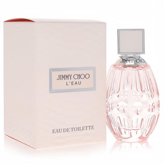 Elegant Jimmy Choo L'eau 1.3 oz women's Eau De Toilette in a stunning light pink fluted glass bottle with a chic matching box.