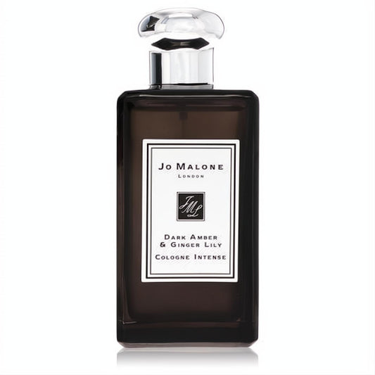 Jo Malone Dark Amber & Ginger Lily 3.4 oz cologne in a sleek dark glass bottle with a clear faceted cap.