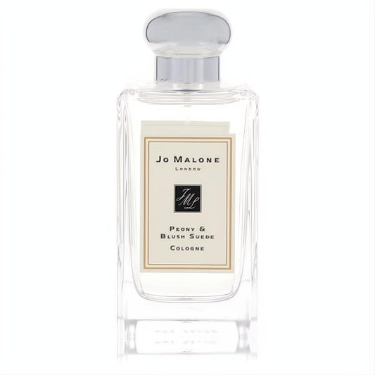 Elegant Jo Malone Peony & Blush Suede 3.4 oz cologne spray in a clear glass bottle with a sleek silver cap and cream label.