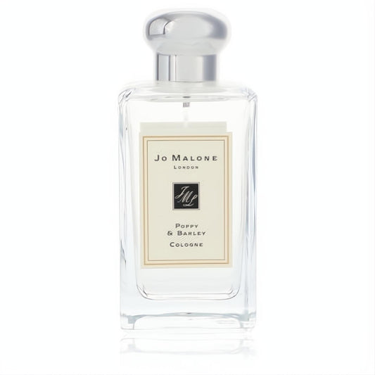 Jo Malone Poppy & Barley 3.4 oz unisex cologne in a sleek clear glass bottle with a polished silver cap and elegant label.