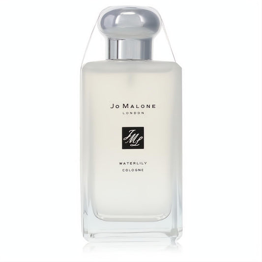 Experience Jo Malone Waterlily: a chic frosted glass cologne bottle with a sleek silver cap, unboxed in protective wrap.