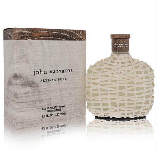 John Varvatos Artisan Pure 4.2 oz men's EDT in a distinctive cream woven bottle with a rustic wood cap.
