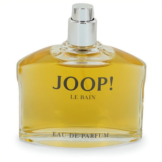 Joop Le Bain women's Eau De Parfum spray. Elegant amber fragrance in a clear, rounded glass bottle with a sleek silver cap.