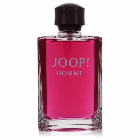 Bold Joop! Homme 6.7 oz EDT spray, a vibrant fuchsia fragrance in a modern clear glass bottle with a dark cap.