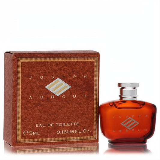 Joseph Abboud .17 oz men's EDT, a sophisticated burnt orange glass bottle with silver cap, displayed with its elegant matching box.