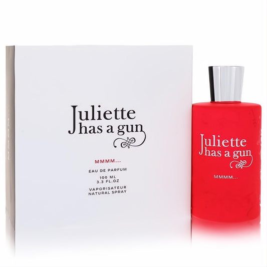 Juliette Has a Gun MMMm 3.3 oz EDP spray: striking red bottle, silver cap, displayed with its clean white box.
