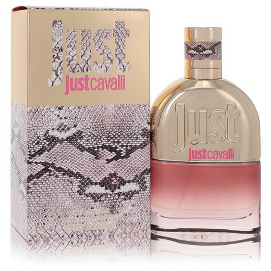 Just Cavalli New 2.5 oz women's EDT. Glamorous gold and pink ombre bottle with a striking snakeskin print box.
