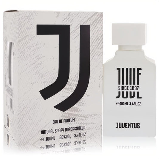 Elevate your scent with Juve Since 1897 by Juventus 3.4 oz Eau De Parfum. Sleek white bottle and box with bold black J logo.