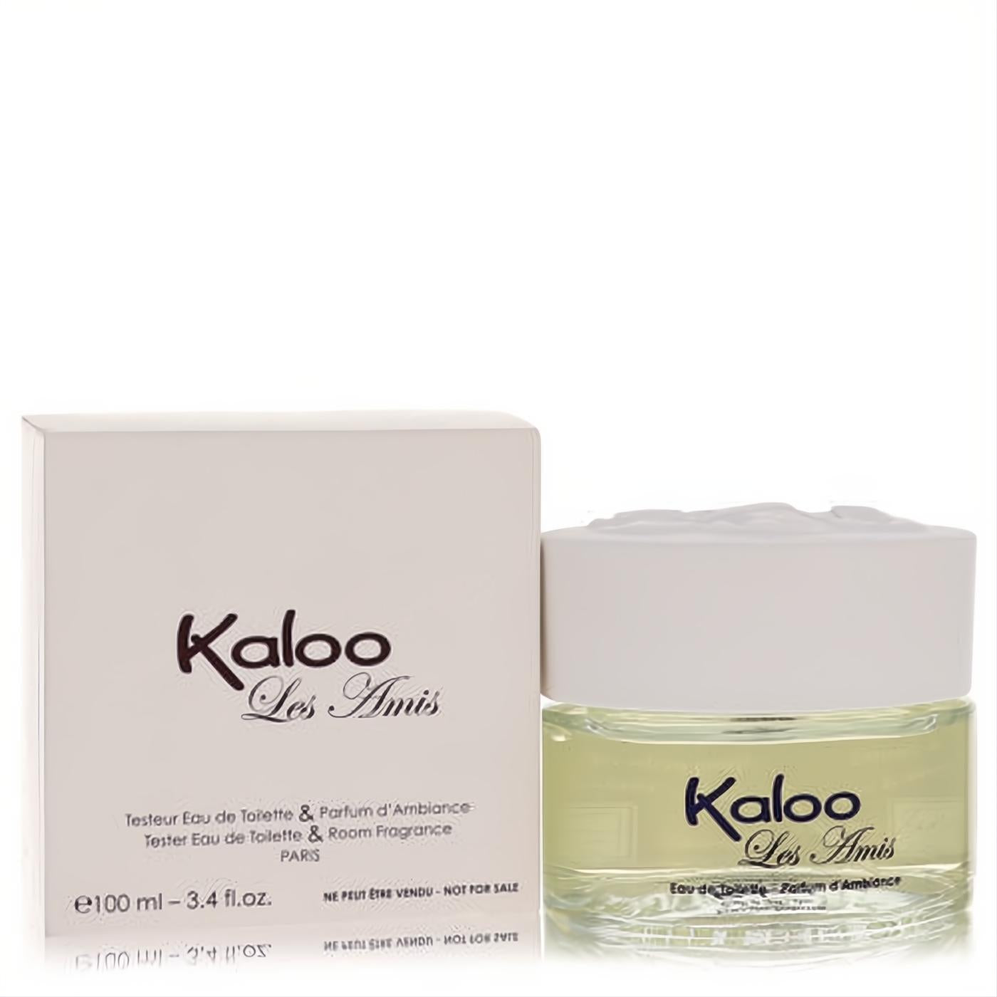 Kaloo Les Amis 3.4 oz alcohol-free fragrance tester. Clear bottle with a distinctive white bear cap and elegant white box.