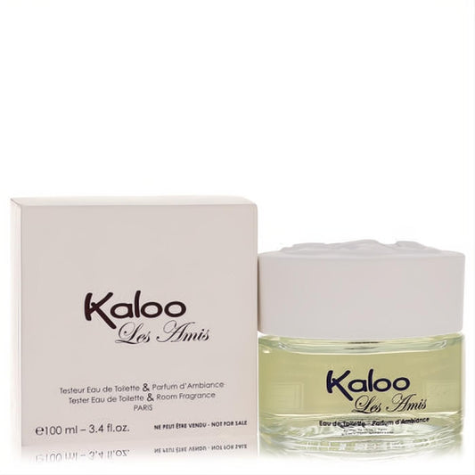 Kaloo Les Amis 3.4 oz alcohol-free fragrance tester. Clear bottle with a distinctive white bear cap and elegant white box.