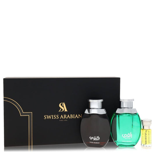 Kenzy by Swiss Arabian - Gift Set -- 2 x 3.4 oz Eau De Parfum in Raaqi & Kenzy + .4 oz Concentrated Perfume Oil in Private Musk