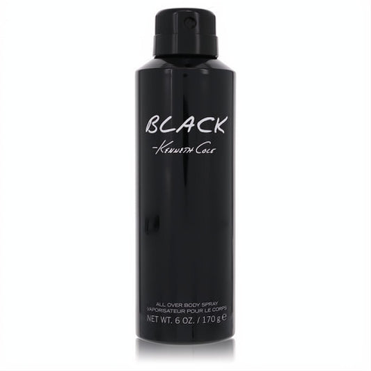 Bold Kenneth Cole Black men's 6 oz body spray in a sleek matte black can with crisp white branding.