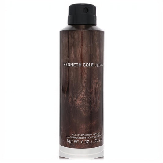 Kenneth Cole Signature 6 oz men's body spray. Sleek dark brown can with a unique wood-grain finish and black cap.
