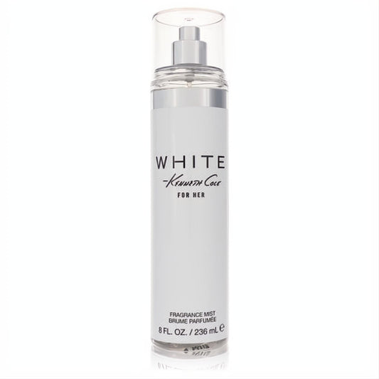 Kenneth Cole White 8 oz body mist for women. Sleek white bottle with silver sprayer and clear cap for a fresh fragrance.