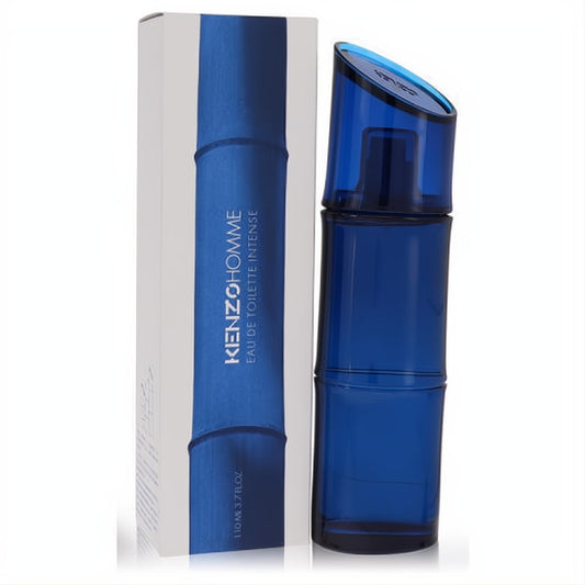 Elevate your scent with Kenzo Homme Intense 3.7 oz EDT. Features a sleek dark blue glass bottle with a unique bamboo design.